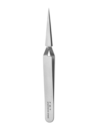 Fine forceps -self-closing, standard tips, straight, stainless steel, 11.5 cm,tip 0.8 x 0.04 mm
